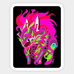 wild rabbit kaiju ecopop in rainbow flames art Sticker